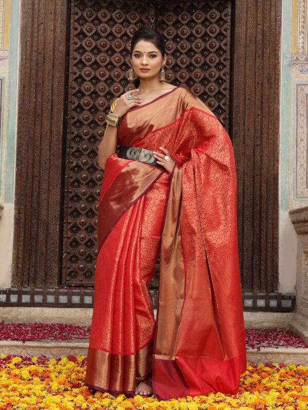 JACQUARD Saree - RED