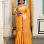 JACQUARD Saree - MUSTERD