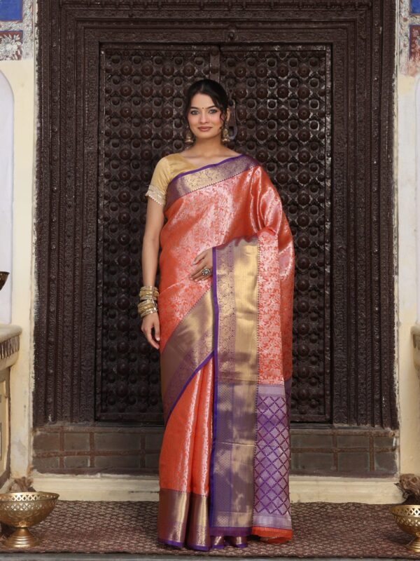 JACQUARD Saree - PEACH