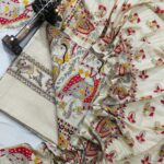 COTTON SILK HAND PRINTED UNSTITCHED DRESS MATERIAL WITH DUPATTAS
