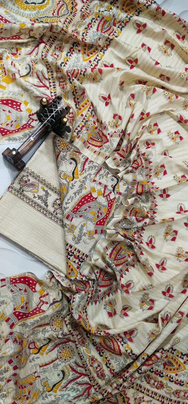 COTTON SILK HAND PRINTED UNSTITCHED DRESS MATERIAL WITH DUPATTAS