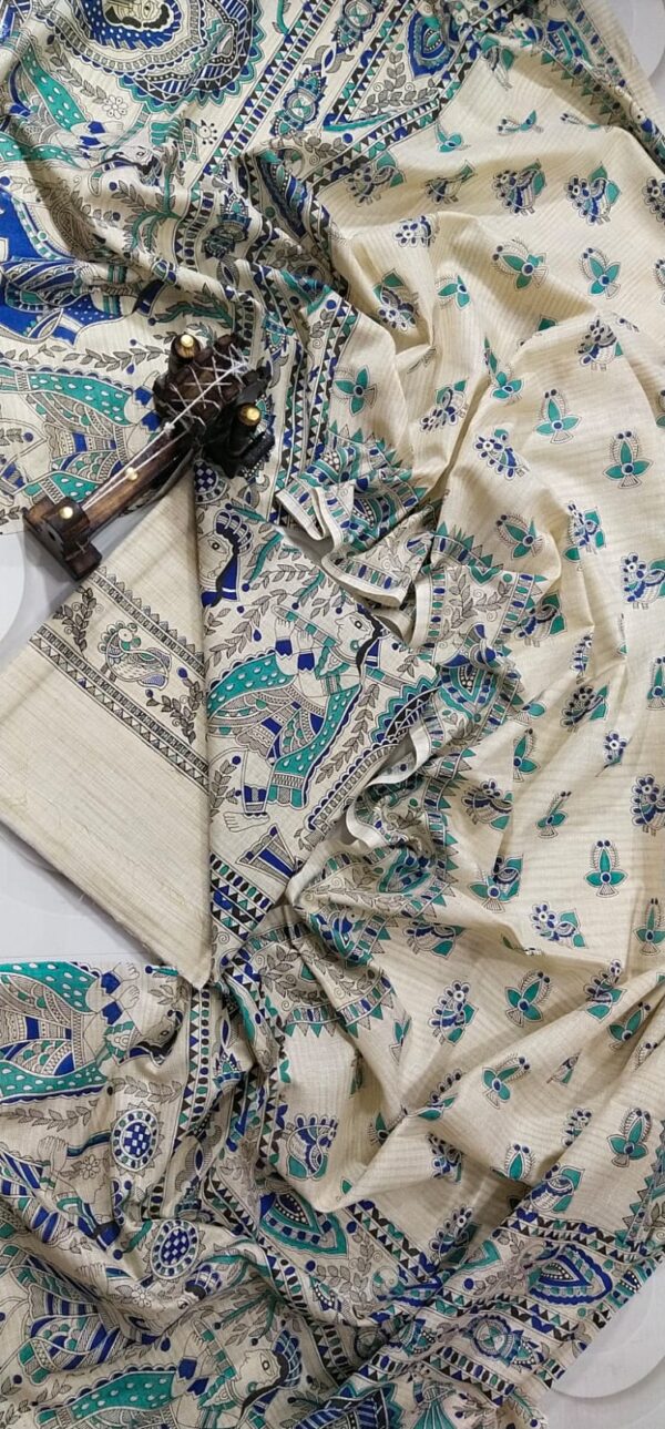 COTTON SILK HAND PRINTED UNSTITCHED DRESS MATERIAL WITH DUPATTAS