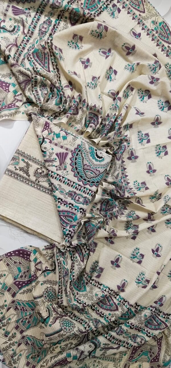 COTTON SILK HAND PRINTED UNSTITCHED DRESS MATERIAL WITH DUPATTAS