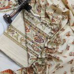 COTTON SILK HAND PRINTED UNSTITCHED DRESS MATERIAL WITH DUPATTAS