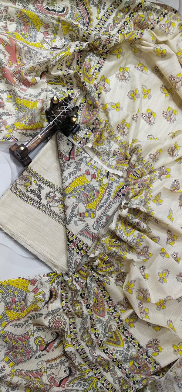 COTTON SILK HAND PRINTED UNSTITCHED DRESS MATERIAL WITH DUPATTAS