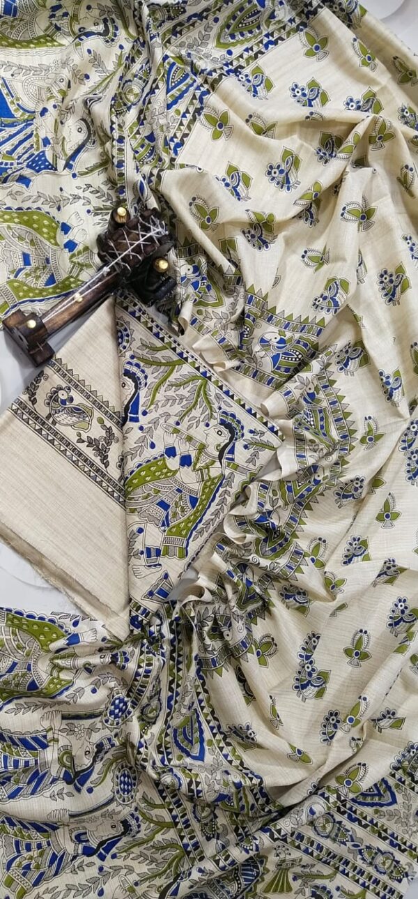 COTTON SILK HAND PRINTED UNSTITCHED DRESS MATERIAL WITH DUPATTAS