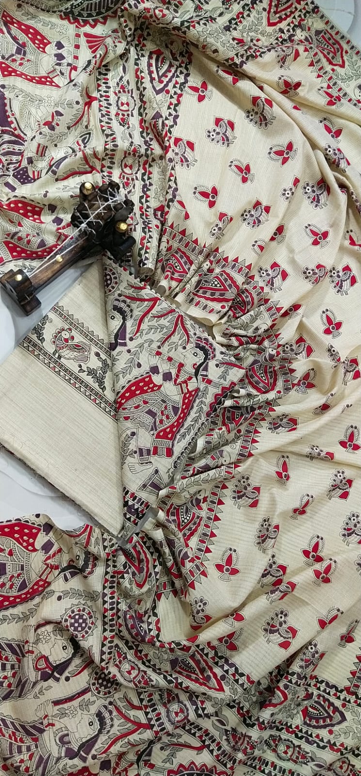 COTTON SILK HAND PRINTED UNSTITCHED DRESS MATERIAL WITH DUPATTAS