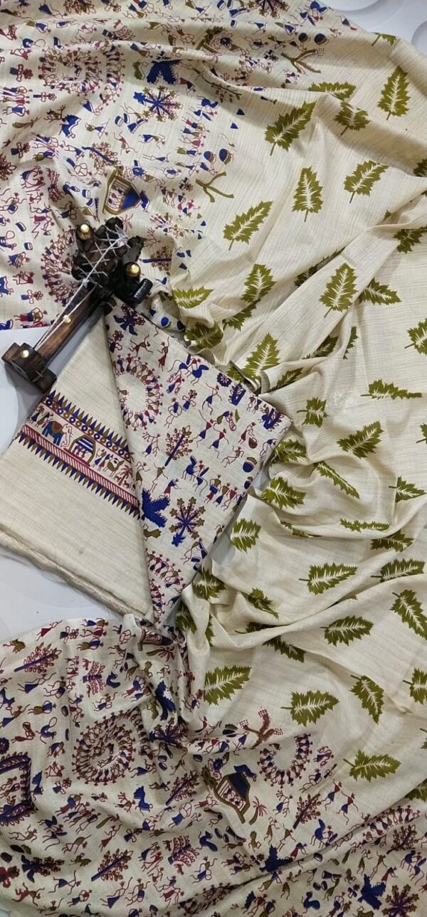 COTTON SILK HAND PRINTED UNSTITCHED DRESS MATERIAL WITH DUPATTAS