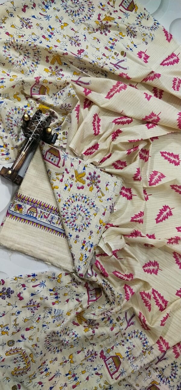 COTTON SILK HAND PRINTED UNSTITCHED DRESS MATERIAL WITH DUPATTAS