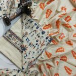 COTTON SILK HAND PRINTED UNSTITCHED DRESS MATERIAL WITH DUPATTAS