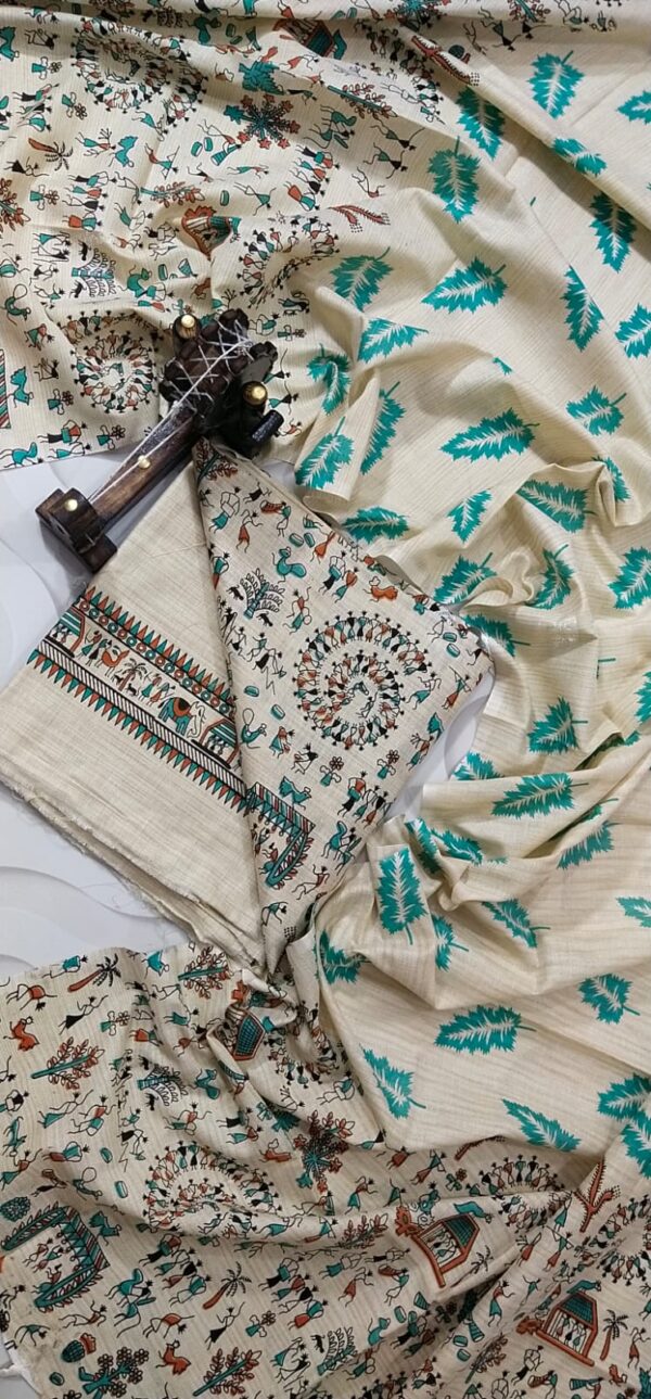 COTTON SILK HAND PRINTED UNSTITCHED DRESS MATERIAL WITH DUPATTAS