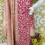 SEMI SILK HAND PRINTED UNSTITCHED DRESS MATERIAL WITH DUPATTAS