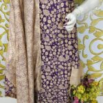 SEMI SILK HAND PRINTED UNSTITCHED DRESS MATERIAL WITH DUPATTAS